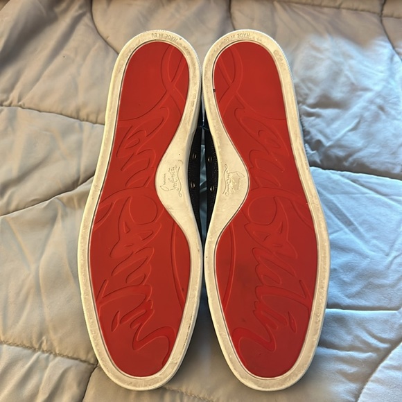 Lightly used men’s Christian Louboutins high tops size 46 navy & silver. - Picture 6 of 10